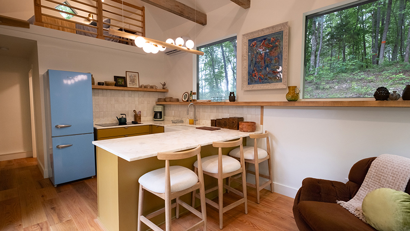 Honey House woodland cabin interior