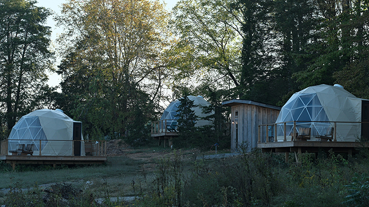 Geodomes at sunrise